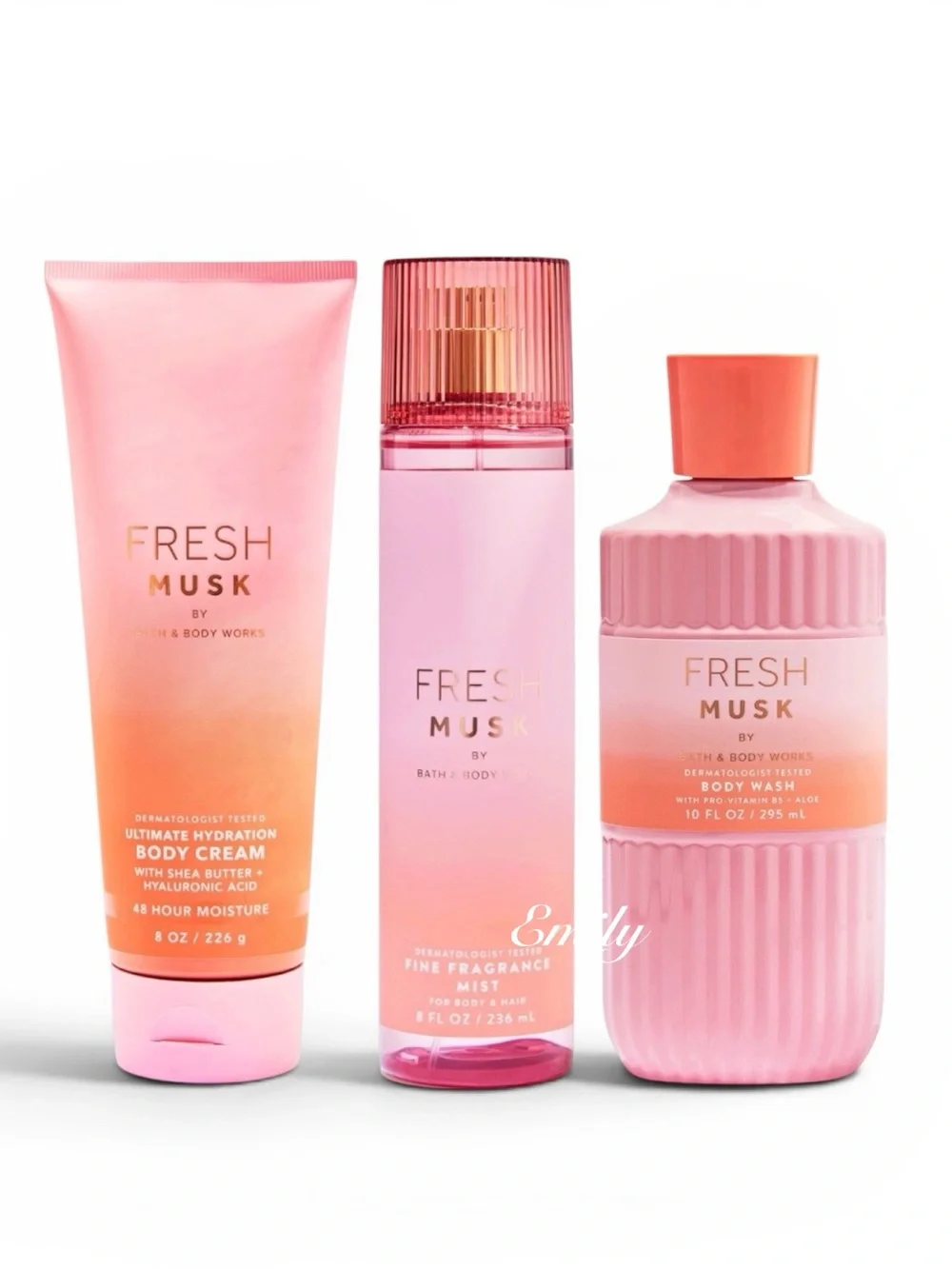 3X Bath & Body Works FRESH MUSK Body Care Collection Set Bundle
